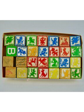 Vintage 1940s Disney Wooden Blocks Set of 28